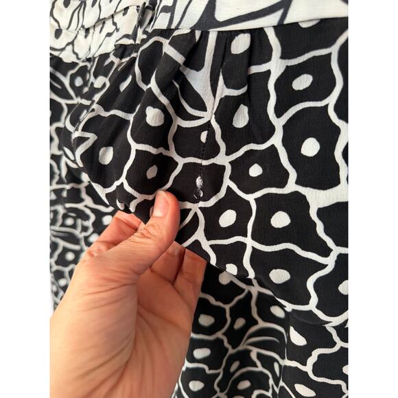 Vintage Jackie Bernard Dress Mid Length Floral Date Night Black White Womens 4 - Picture 6 of 12